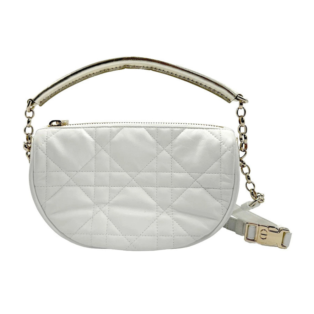 Christian Dior Cannage Leather 2Way Crossbody Bag White